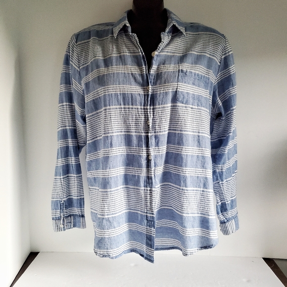 ANTHROPOLOGIE Lili's Closet Muted Stripes Blue L - Picture 3 of 7